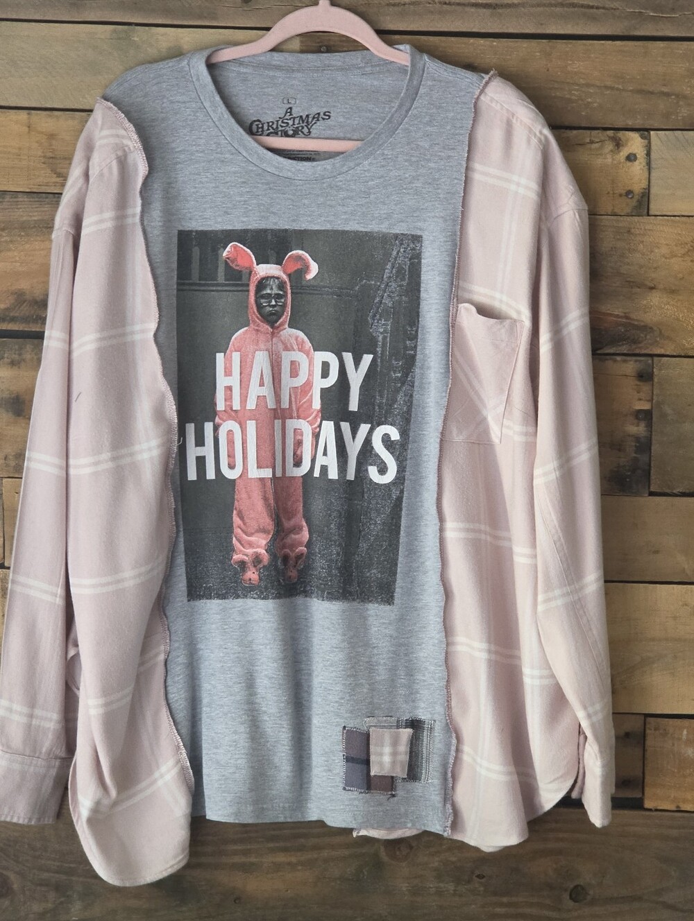 Upcycled Happy Holidays Graphic T-shirt -